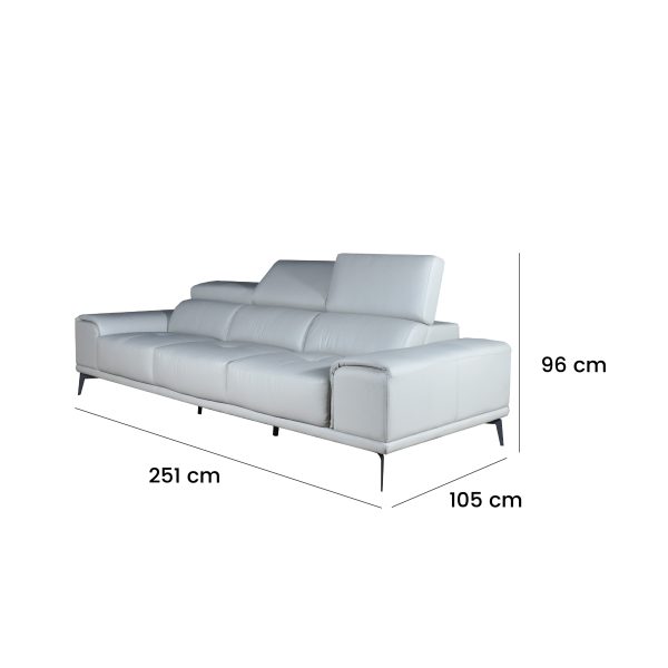 ENZO 3 Seater Leather Sofa - Image 6